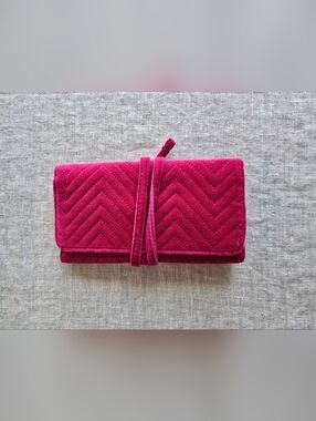 Sezane Pink And Floral Jewelry Pouch